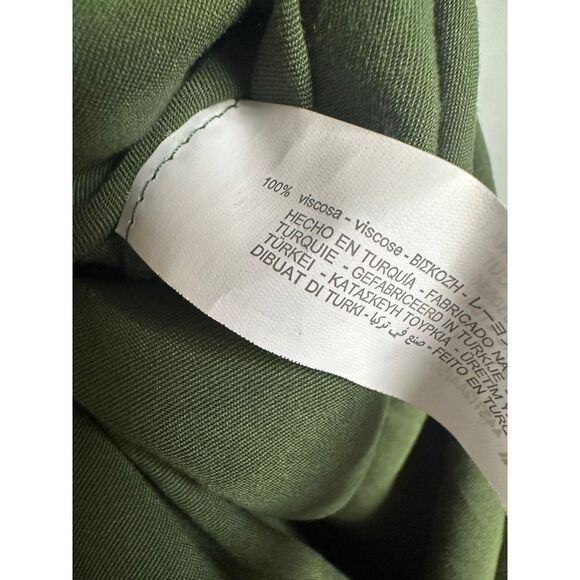 Zara Green Midi Slip Dress Size Small Side Slit Holiday Party 100% Viscose - Picture 4 of 6